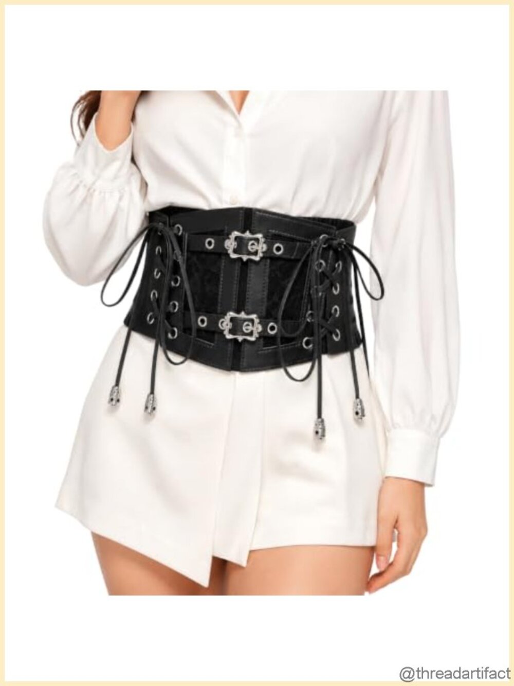 Faux Leather Renaissance Corset Belt Lace-Up High Waist Cincher